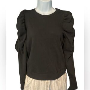 Nation LTD Perla Gathered Puff Sleeve Women's Top in Black Size S